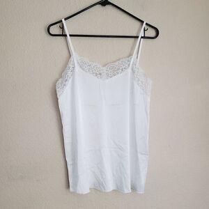 Womens Unbranded Y2k Cami Tank Top Size Medium White Lace Trim Going Out